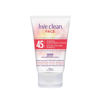 Live Clean Mineral Face Sunscreen Lotion SPF 45 113g