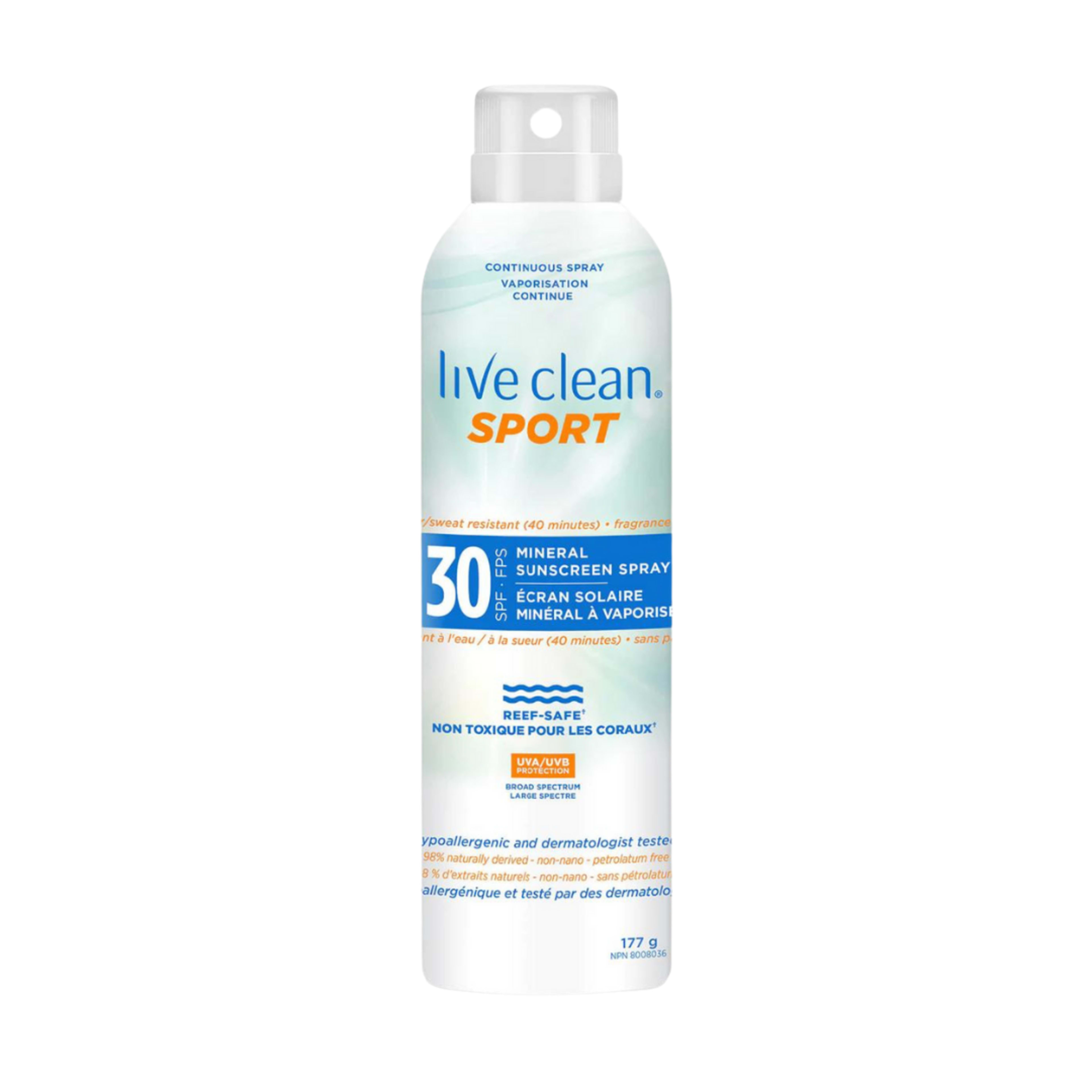Live Clean Mineral Sunscreen Spray Sport SPF 30 177 g