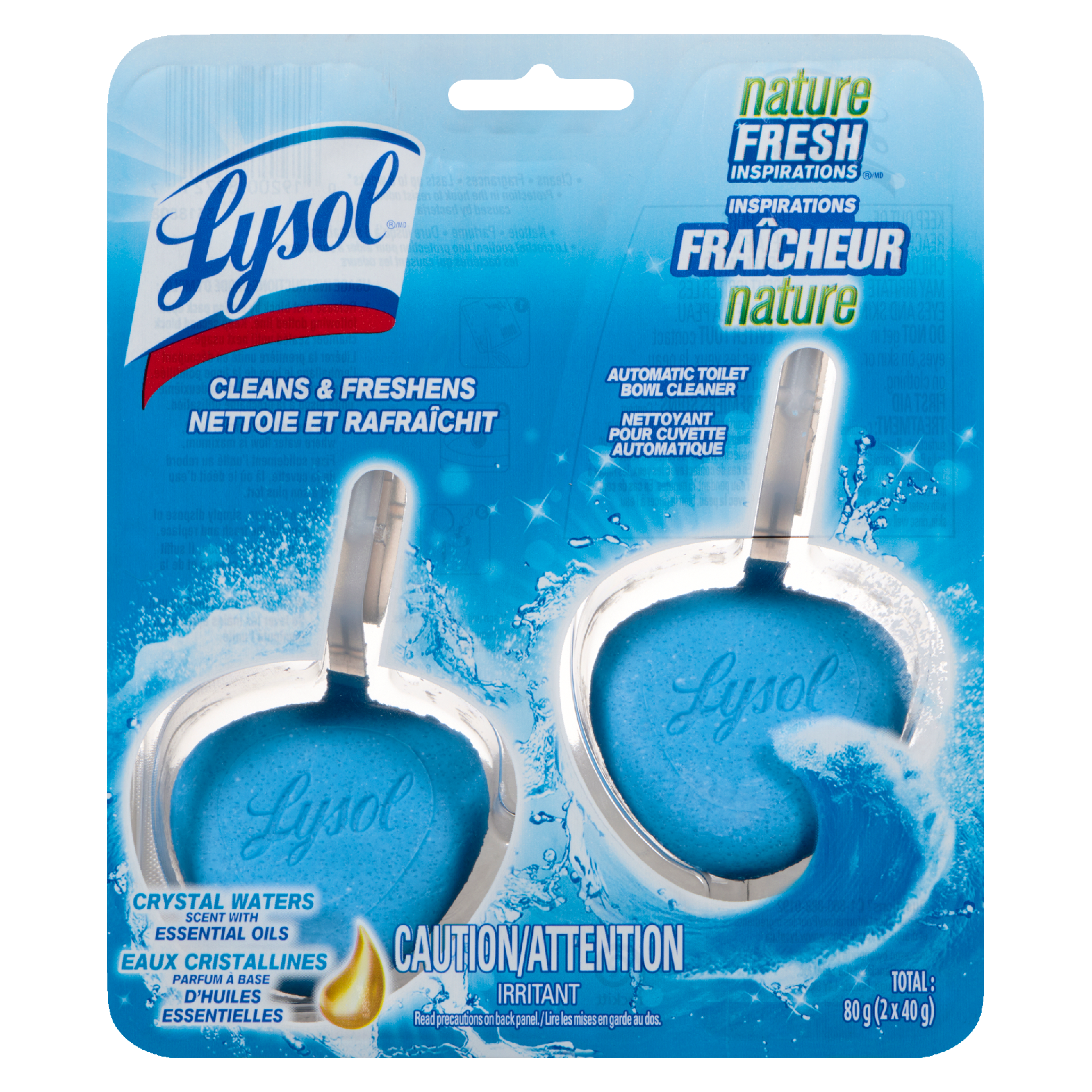 Lysol Nature Fresh Inspirations Automatic Toilet Bowl Cleaner Crystal Waters 2 x 40 g (80 g)