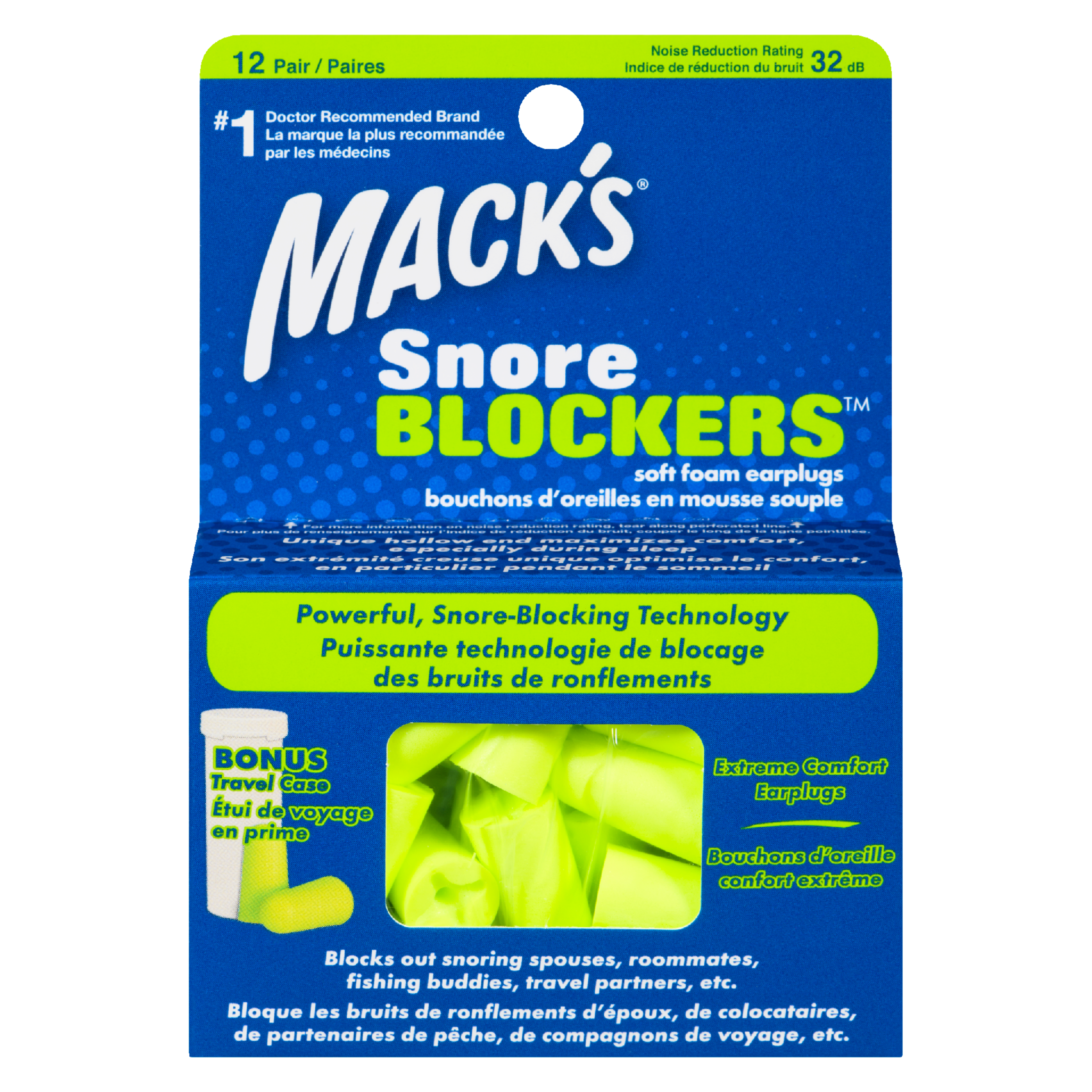 Mack's Snore Blockers Soft Foam Earplugs 12 Pair