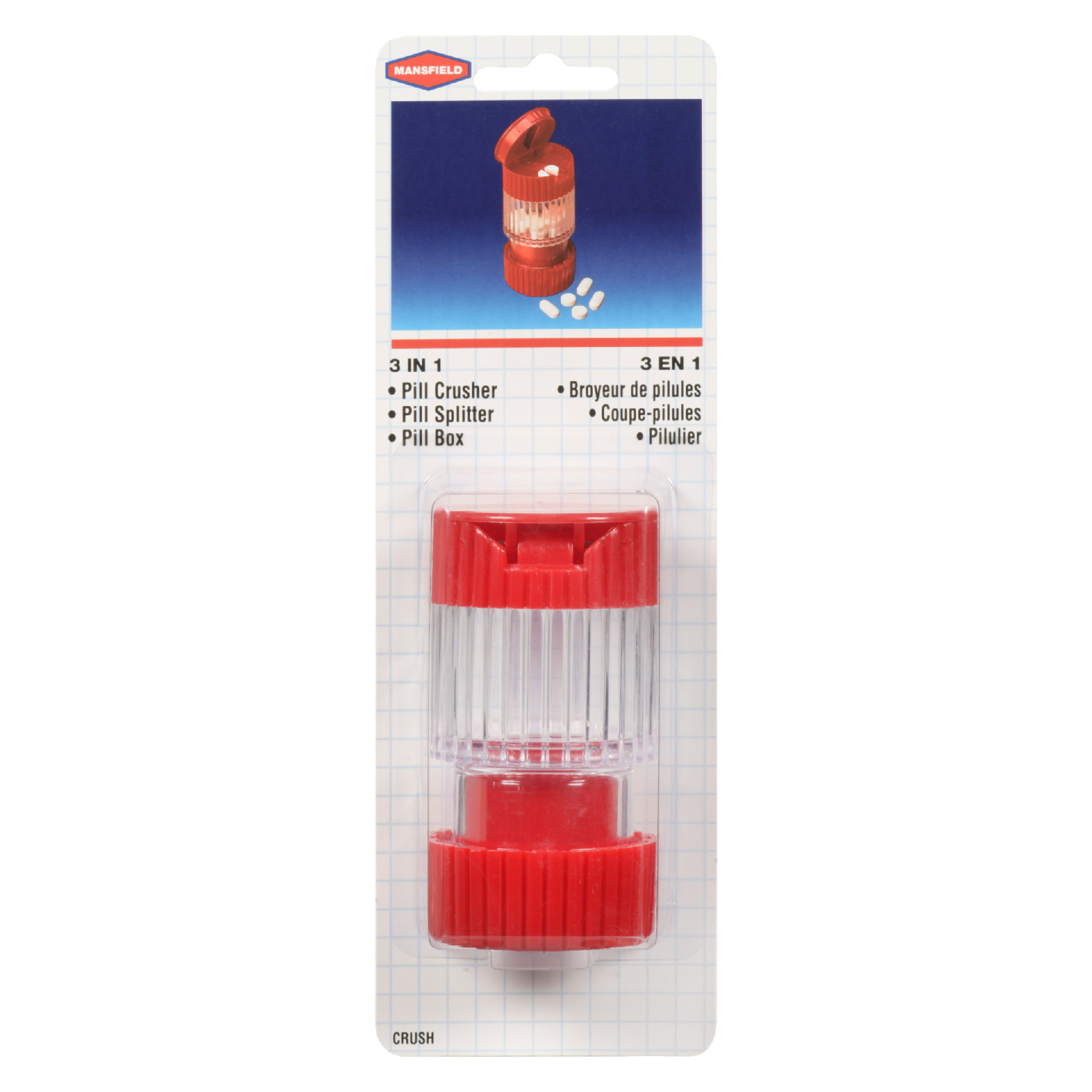 Mansfield 3 in 1 Pill Crusher Pill Splitter Pill Box