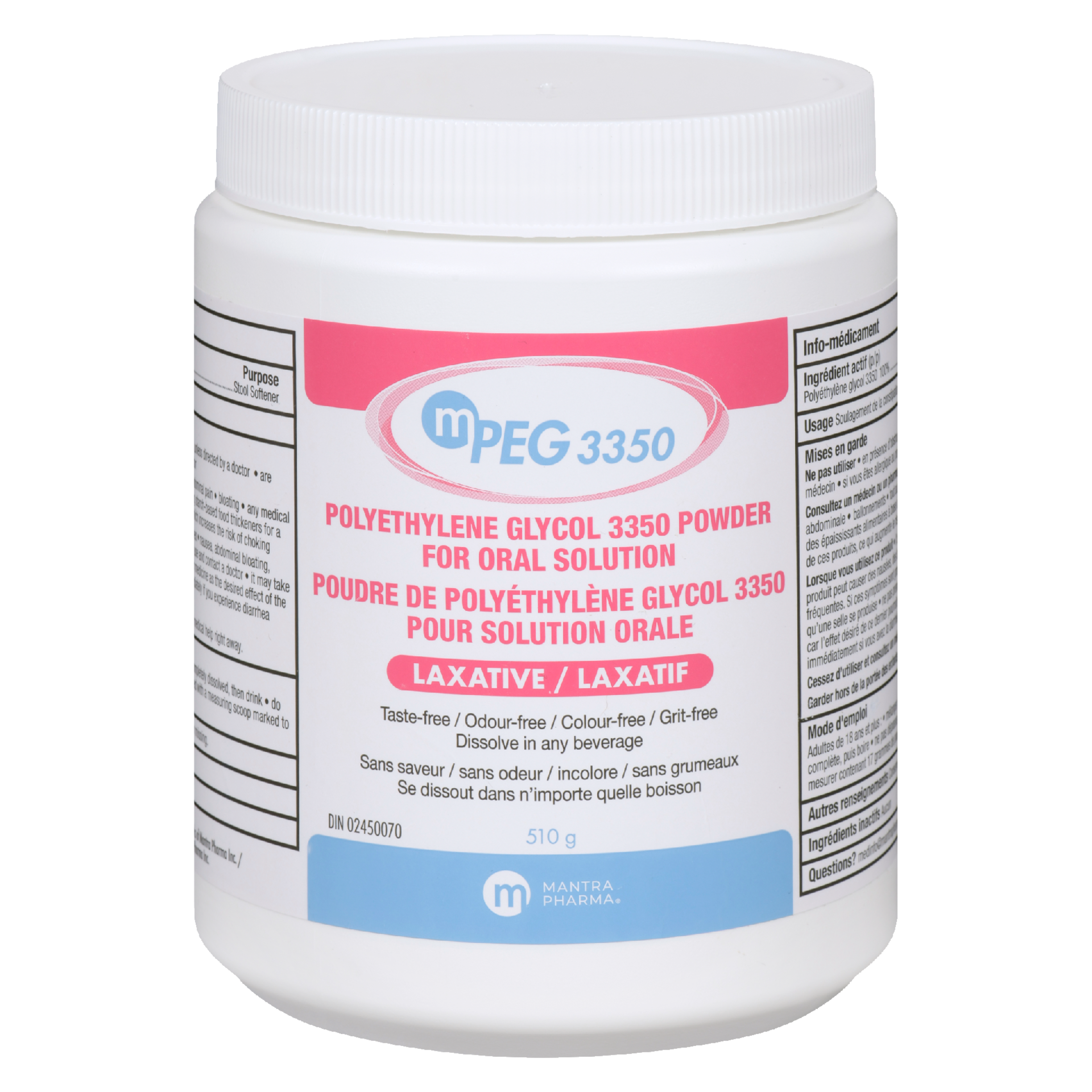 Mantra Pharma Polyethylene Glycol 3350 Powder for Oral Solution Laxative 510 g
