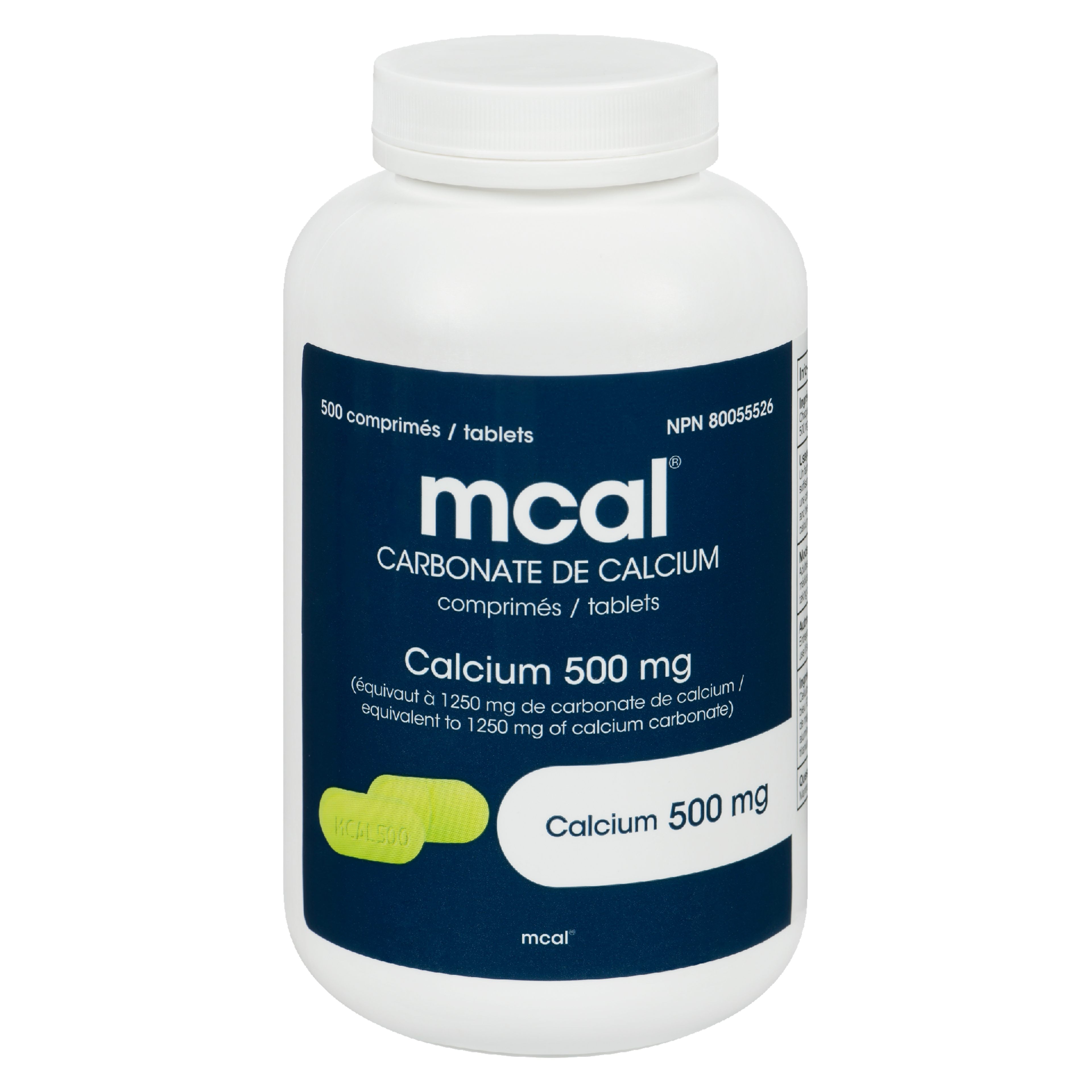 mcal Carbonate de Calcium 500 mg 500 Tablets