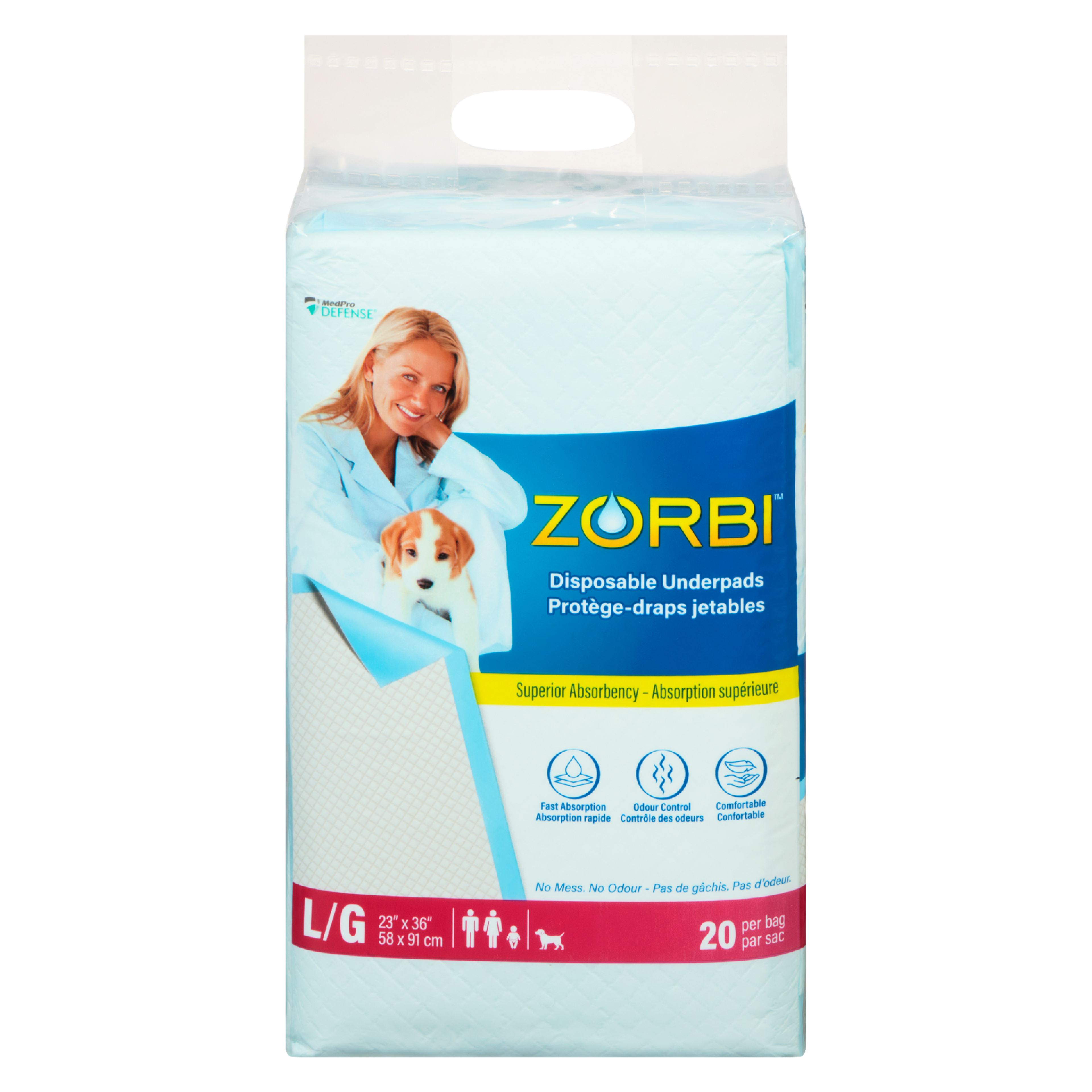 MedPro Defense Zorbi Disposable Underpads L 58 x 91 cm