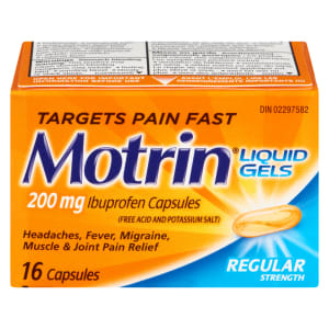 Motrin Liquid Gels Ibuprofen Capsules Regular Strength 200 mg 16 Capsules