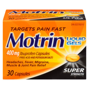 Motrin Liquid Gels Ibuprofen Capsules Super Strength 400 mg 30 Capsules