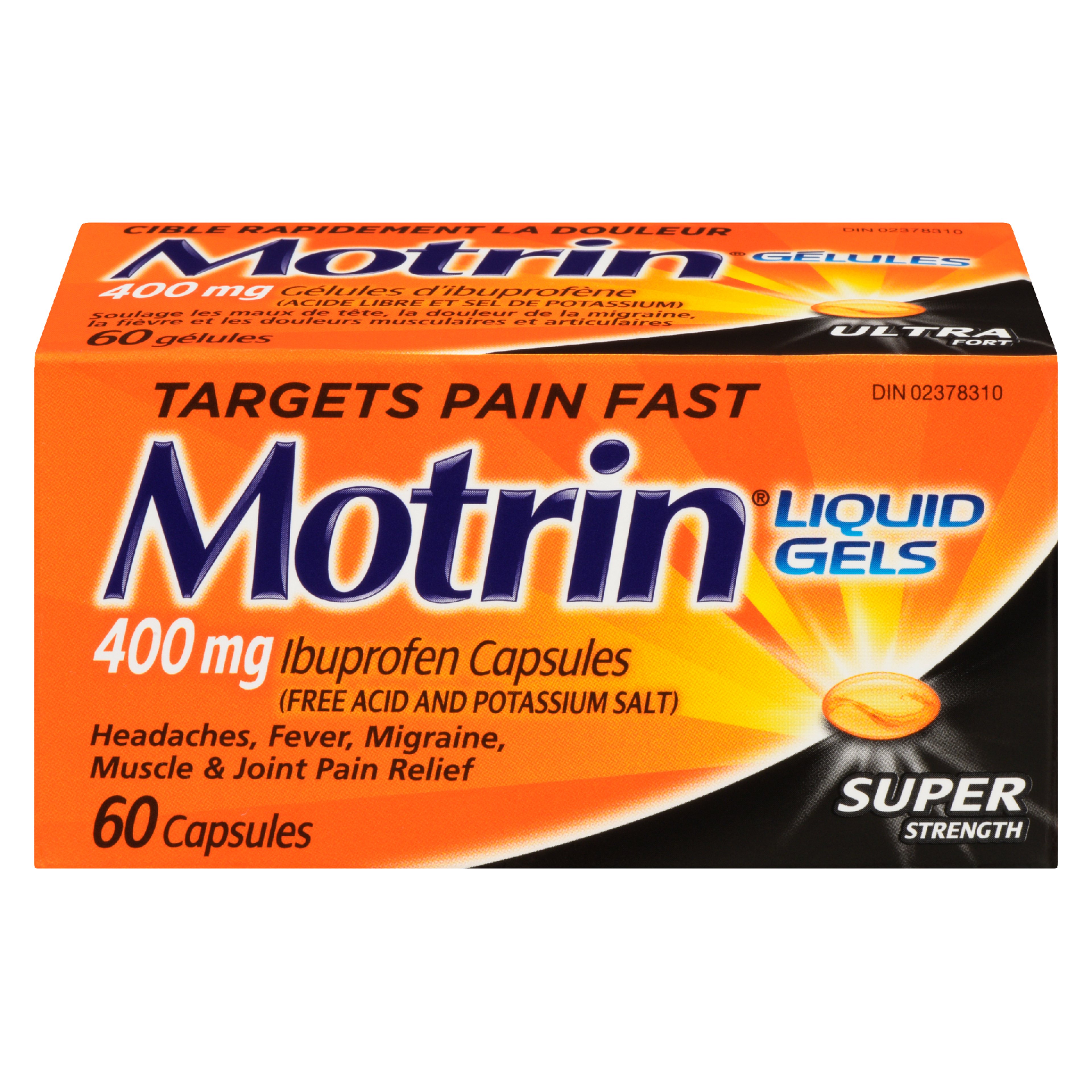 Motrin Liquid Gels Ibuprofen Capsules Super Strength 400 mg 60 Capsules