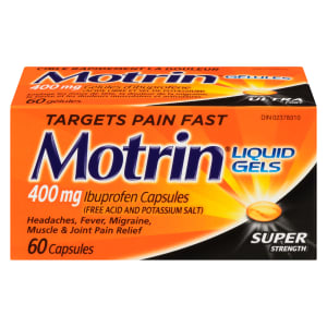 Motrin Liquid Gels Ibuprofen Capsules Super Strength 400 mg 60 Capsules