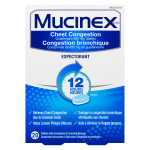 Mucinex chest congestion 12 hours 20 Tablets with Immediate & Extended Release