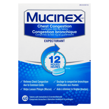 Mucinex Chest Congestion 12 Hours 40 Tablets with Immediate & Extended Release