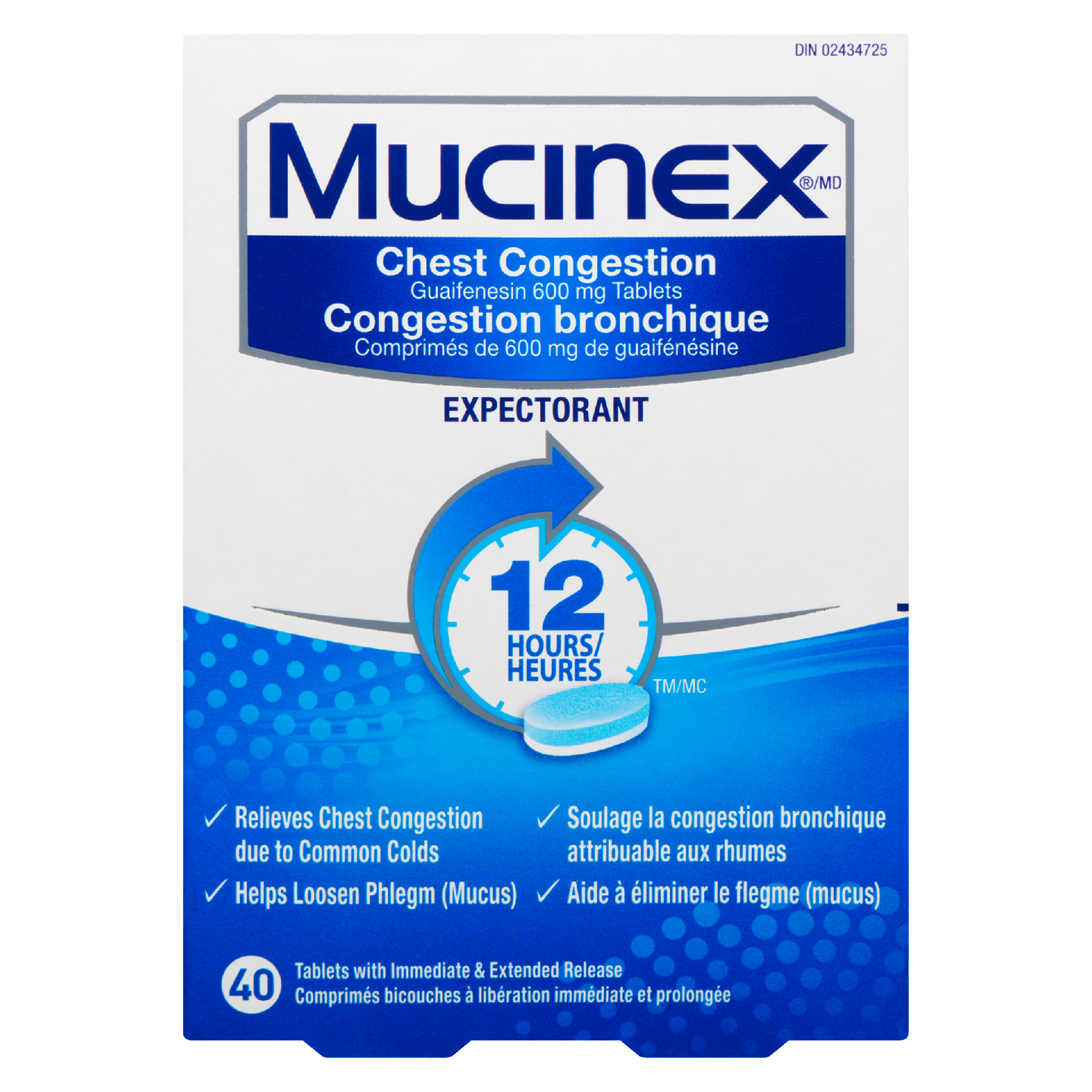 Mucinex Chest Congestion 12 Hours 40 Tablets with Immediate & Extended Release