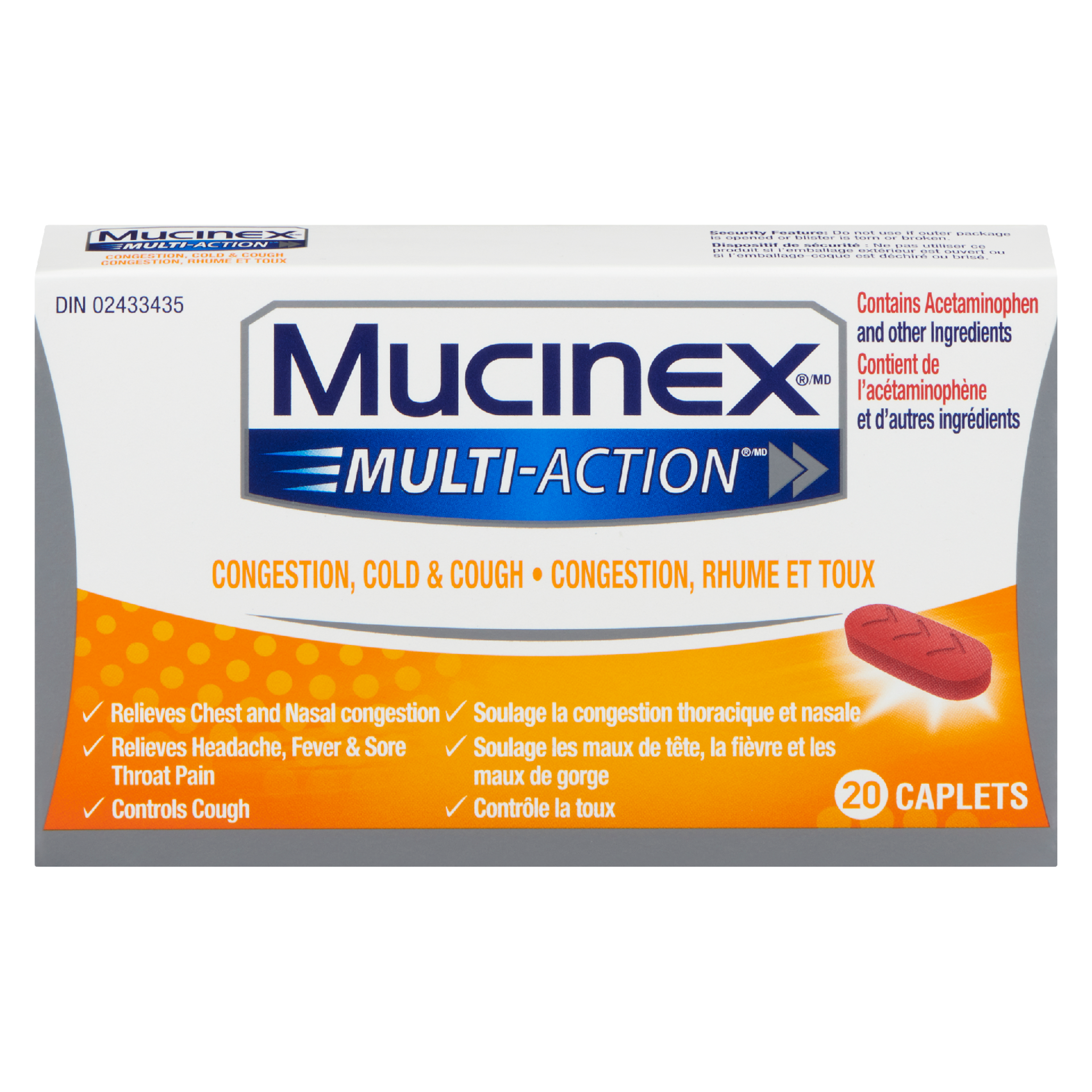 Mucinex Multi-Action Congestion, Cold & Cough 20 Caplets