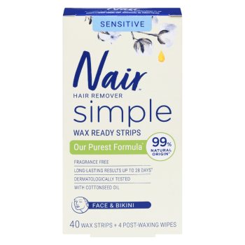 Nair Simple Hair Remover Wax Ready Strips Sensitive Face & Bikini