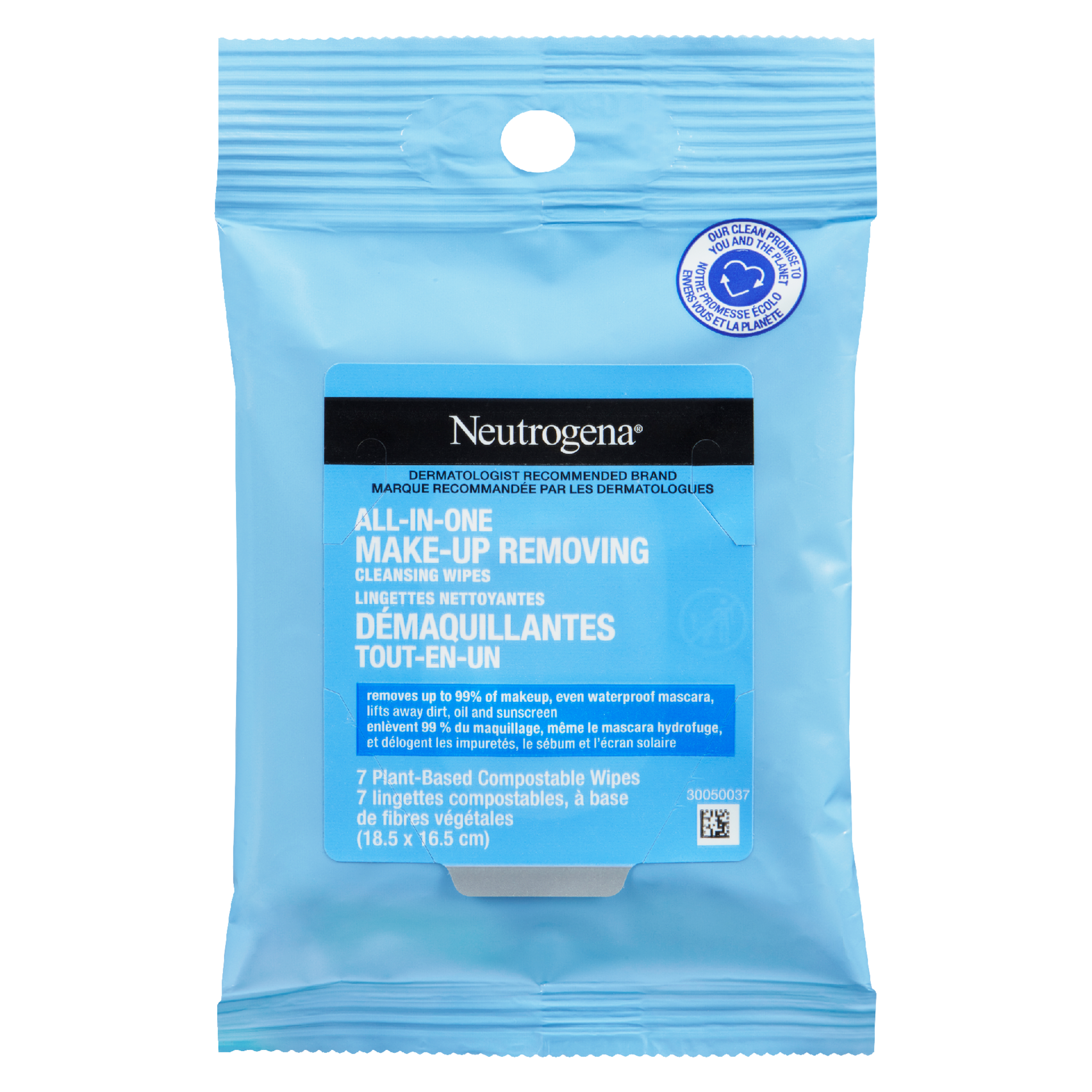 Neutrogena all-in-One Make-Up Removing Cleansing Wipes 7 Plant-Based Compostable Wipes