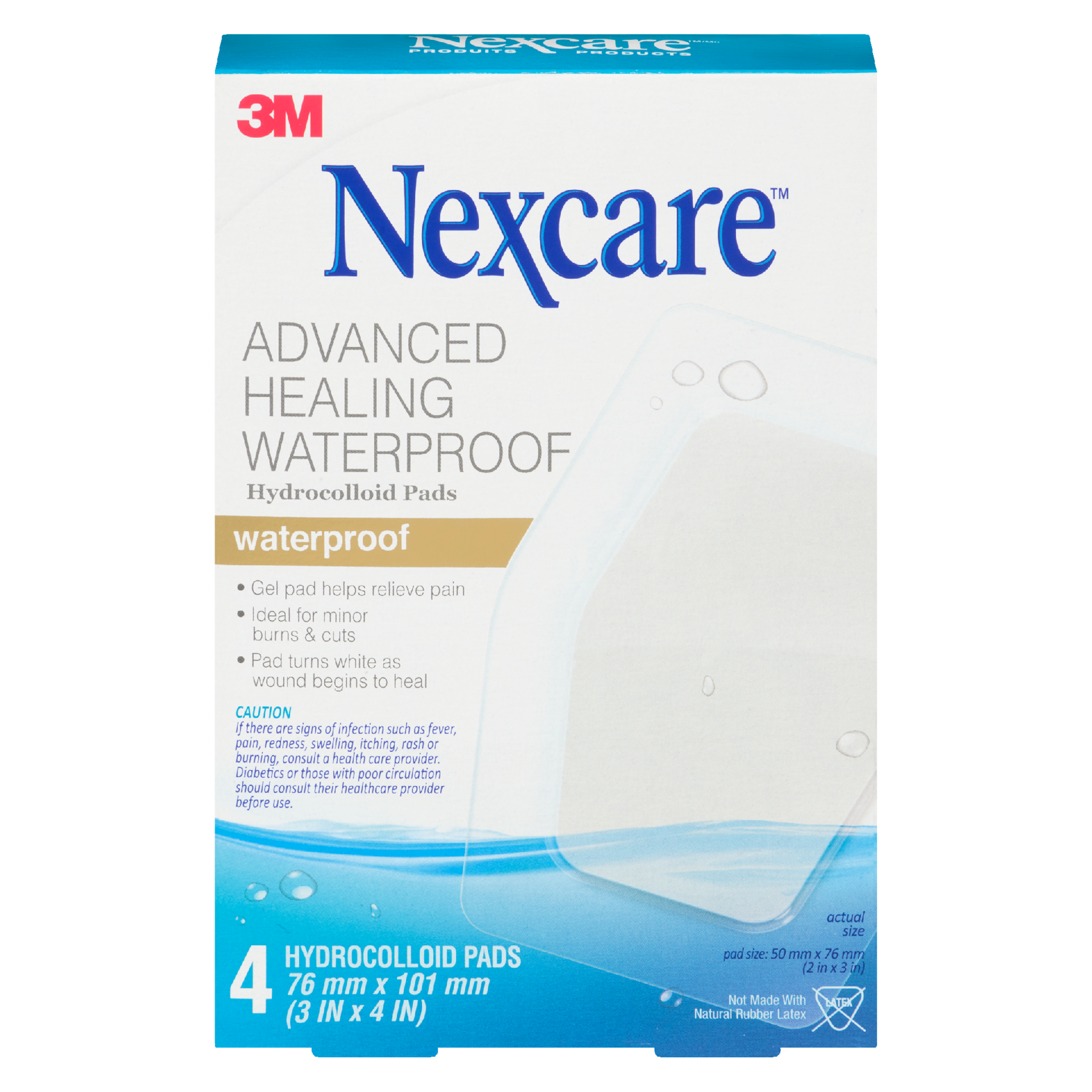 Nexcare Advanced Healing Waterproof Hydrocolloid Pads 4 Hydrocolloid Pads