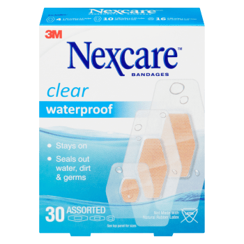 Nexcare Bandages Clear Waterproof 30 Assorted