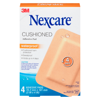 Nexcare Cushioned Adhesive Pad Waterproof 4 Adhesive Pads