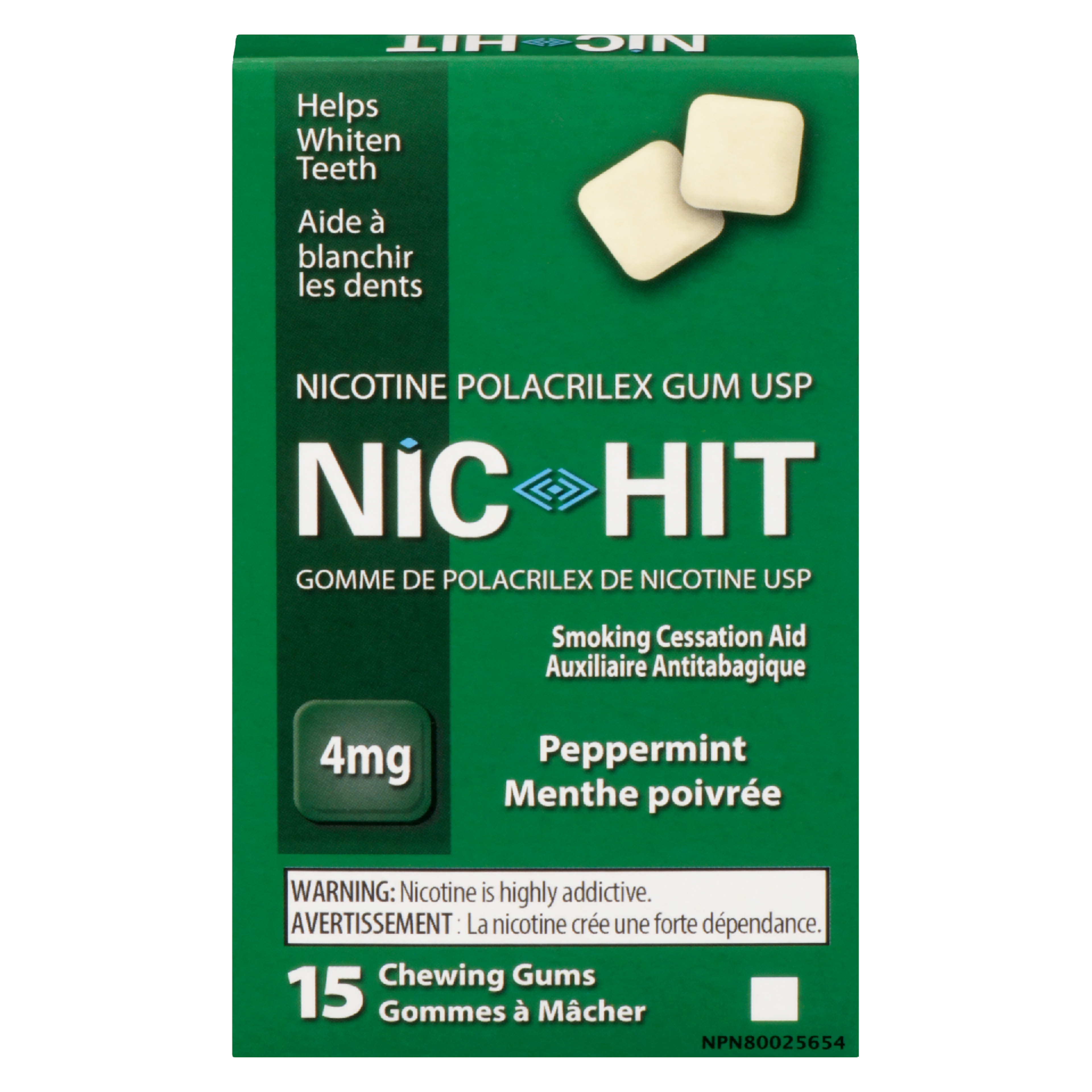 Nic-Hit Smoking Cessation Aid Peppermint 4 mg 15 Chewing Gums