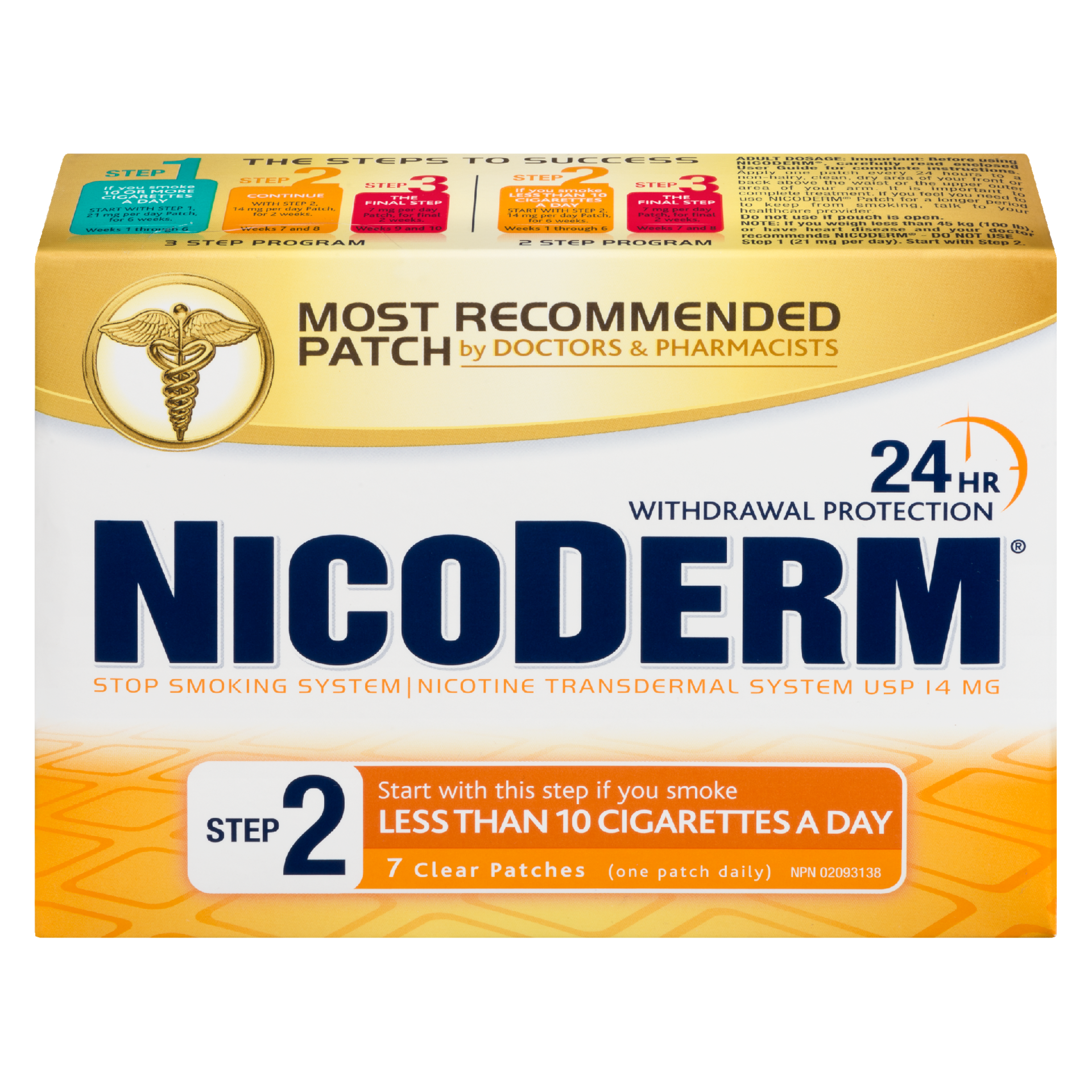 NicoDerm Nicotine Transdermal System USP 14 mg Step 2 7 Clear Patches