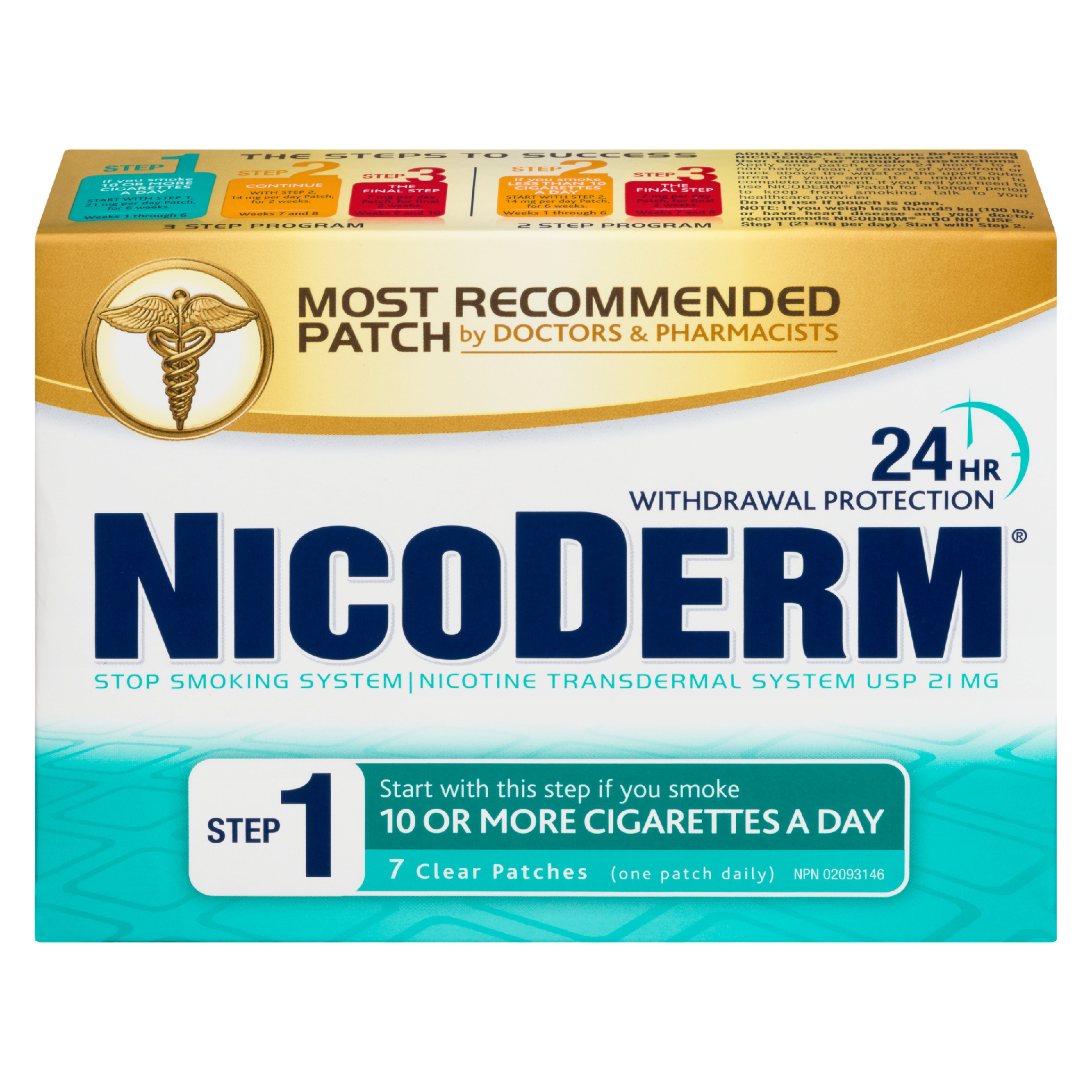 NicoDerm Nicotine Transdermal System USP 21 mg Step 1 7 Clear Patches
