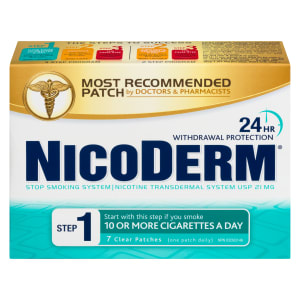 NicoDerm Nicotine Transdermal System USP 21 mg Step 1 7 Clear Patches