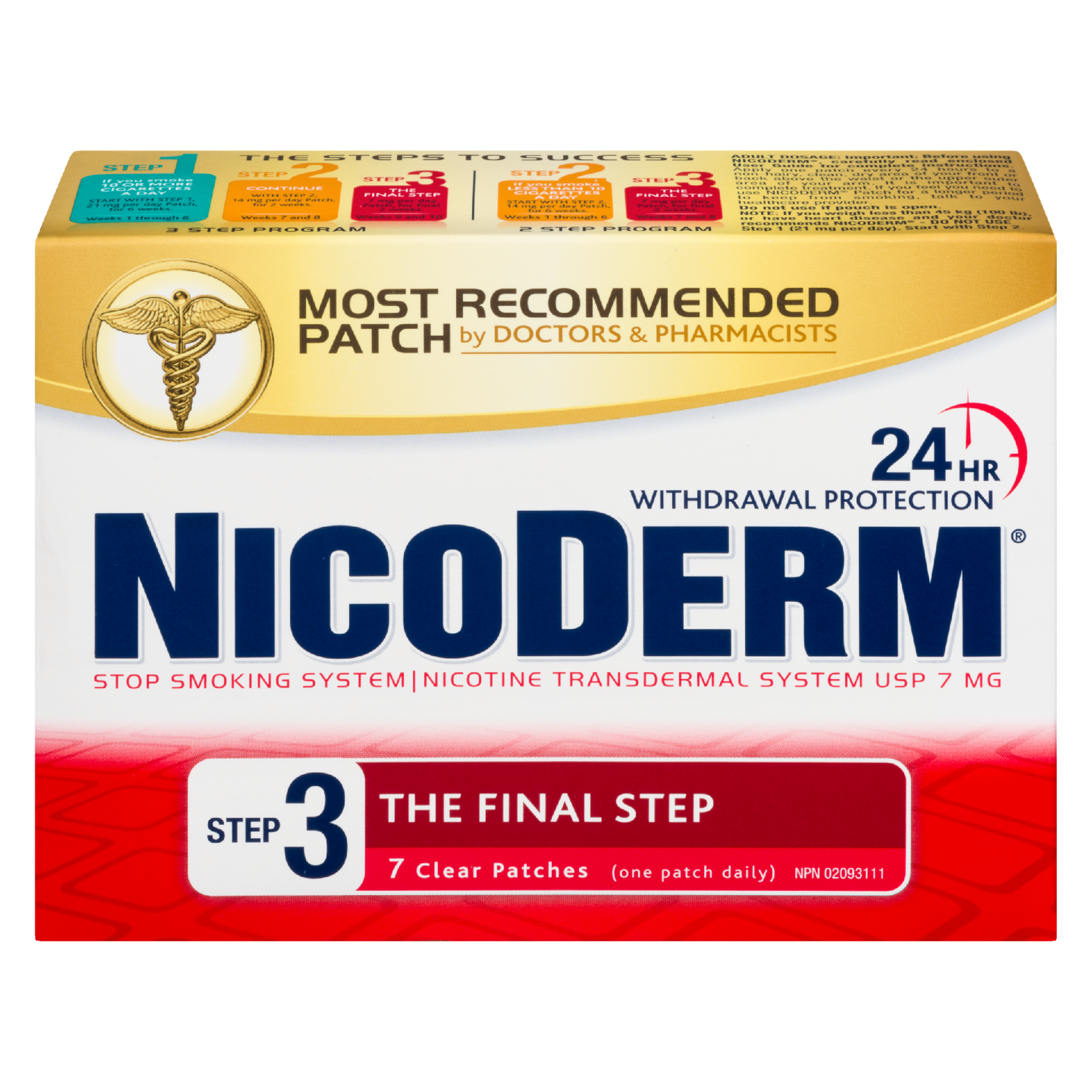 NicoDerm Nicotine Transdermal System USP 7 mg Step 3 7 Clear Patches