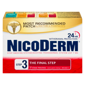 NicoDerm Nicotine Transdermal System USP 7 mg Step 3 7 Clear Patches