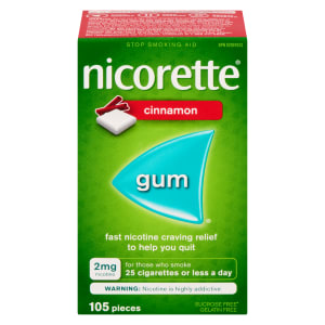 Nicorette Gum Stop Smoking Aid 2 mg Nicotine Cinnamon 105 Pieces