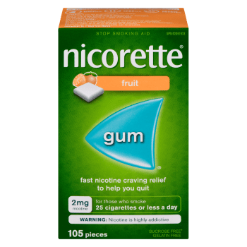 Nicorette Gum Stop Smoking Aid 2 mg Nicotine Fruit 105 Pieces