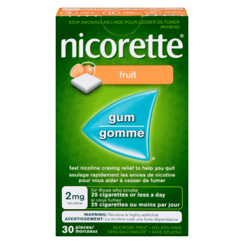 Nicorette Gum Stop Smoking Aid 2 mg Nicotine Fruit 30 Pieces