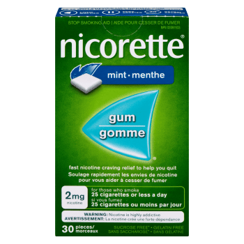 Nicorette Gum Stop Smoking Aid 2 mg Nicotine Mint 30 Pieces