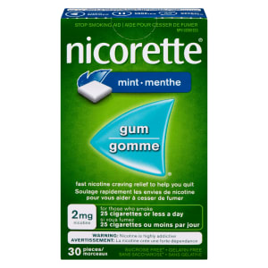 Nicorette Gum Stop Smoking Aid 2 mg Nicotine Mint 30 Pieces