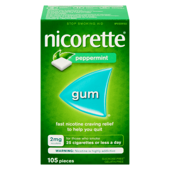 Nicorette Gum Stop Smoking Aid 2 mg Nicotine Peppermint 105 Pieces