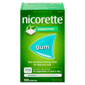Nicorette Gum Stop Smoking Aid 2 mg Nicotine Peppermint 105 Pieces
