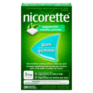 Nicorette Gum Stop Smoking Aid 2 mg Nicotine Peppermint 30 Pieces