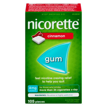 Nicorette Gum Stop Smoking Aid 4 mg Nicotine Cinnamon 105 Pieces