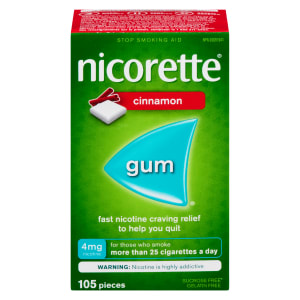 Nicorette Gum Stop Smoking Aid 4 mg Nicotine Cinnamon 105 Pieces