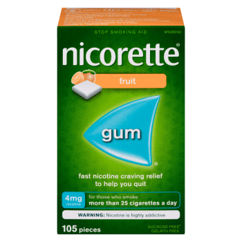 Nicorette Gum Stop Smoking Aid 4 mg Nicotine Fruit 105 Pieces