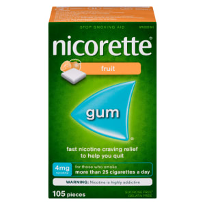 Nicorette Gum Stop Smoking Aid 4 mg Nicotine Fruit 105 Pieces