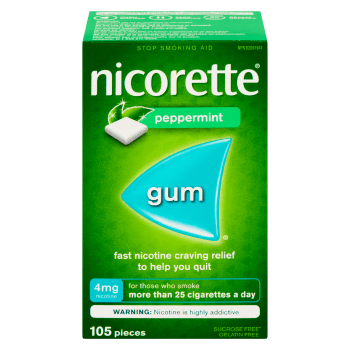 Nicorette Gum Stop Smoking Aid 4 mg Nicotine Peppermint 105 Pieces