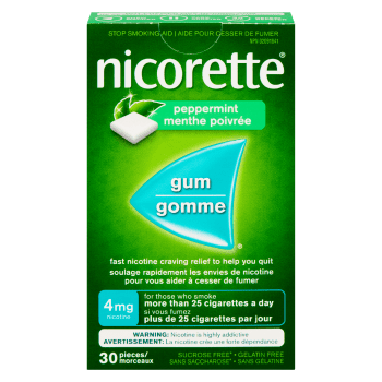 Nicorette Gum Stop Smoking Aid 4 mg Nicotine Peppermint 30 Pieces