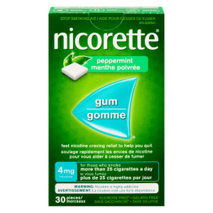 Nicorette Gum Stop Smoking Aid 4 mg Nicotine Peppermint 30 Pieces