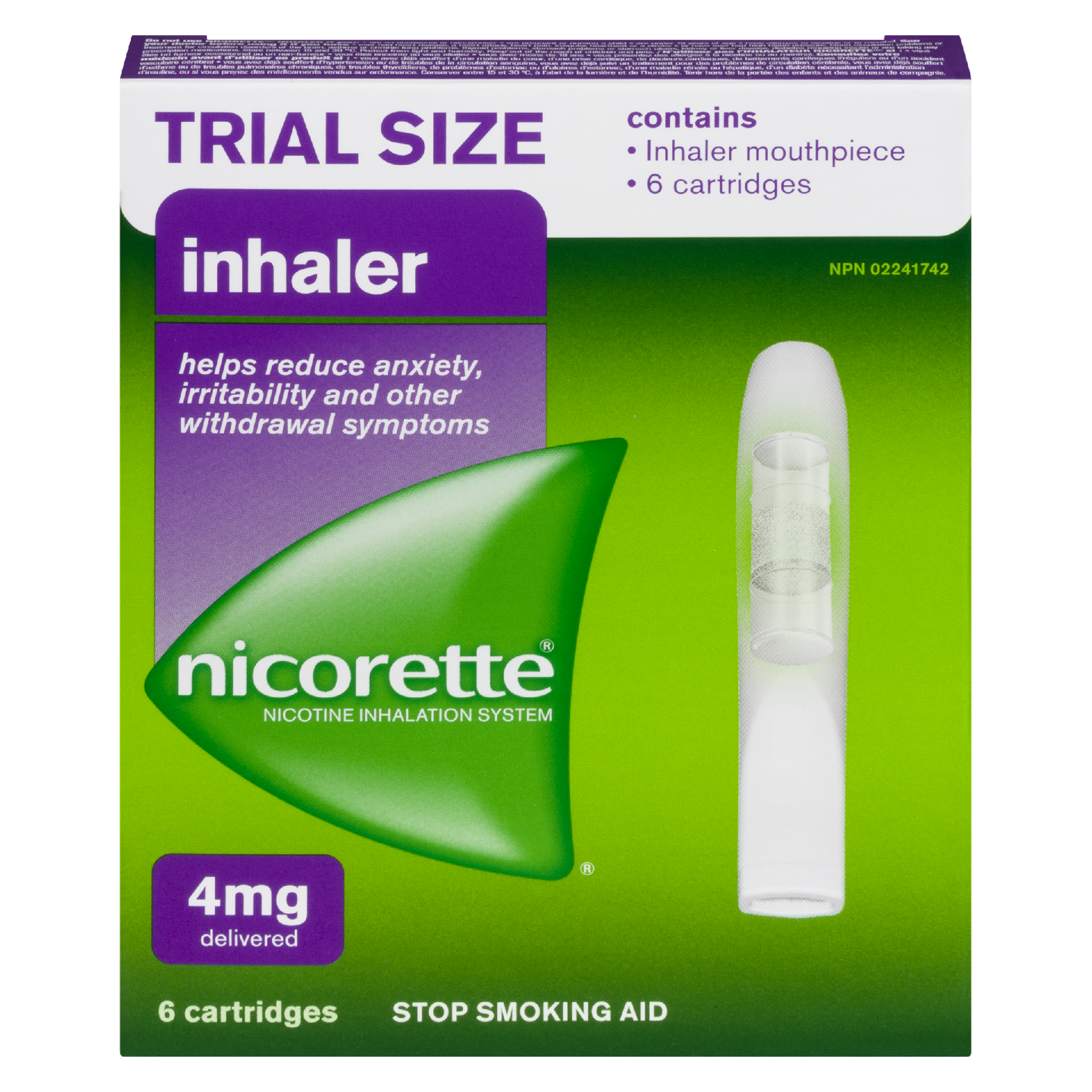 Nicorette Inhaler Nicotine Inhalation System 4 mg Trial Size 6 Cartridges