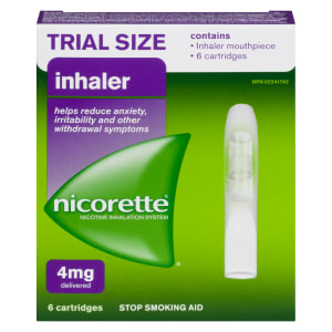 Nicorette Inhaler Nicotine Inhalation System 4 mg Trial Size 6 Cartridges