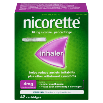 Nicorette Inhaler Stop Smoking Aid 4mg Nicotine Delivered 42 Cartridges