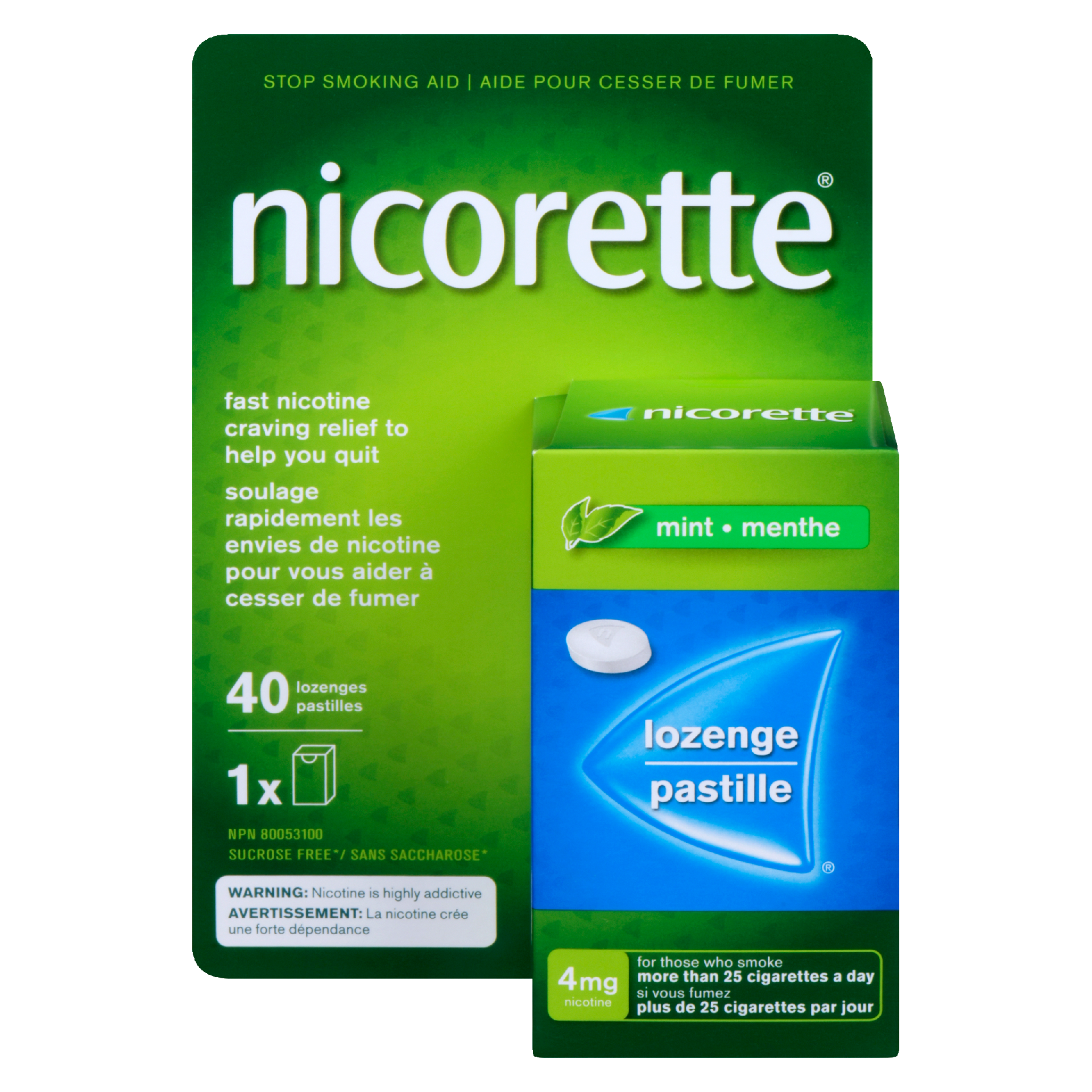 Nicorette Lozenge Stop Smoking Aid 4 mg Nicotine Mint 40 Lozenges
