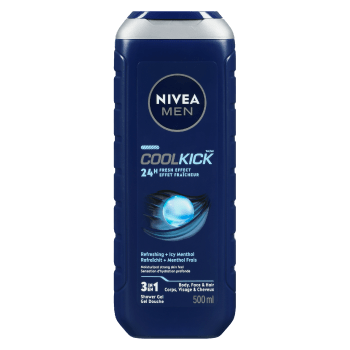 NIVEA Men Cool Kick 3 in 1 Shower Gel Refreshing + Icy Menthol 500 ml