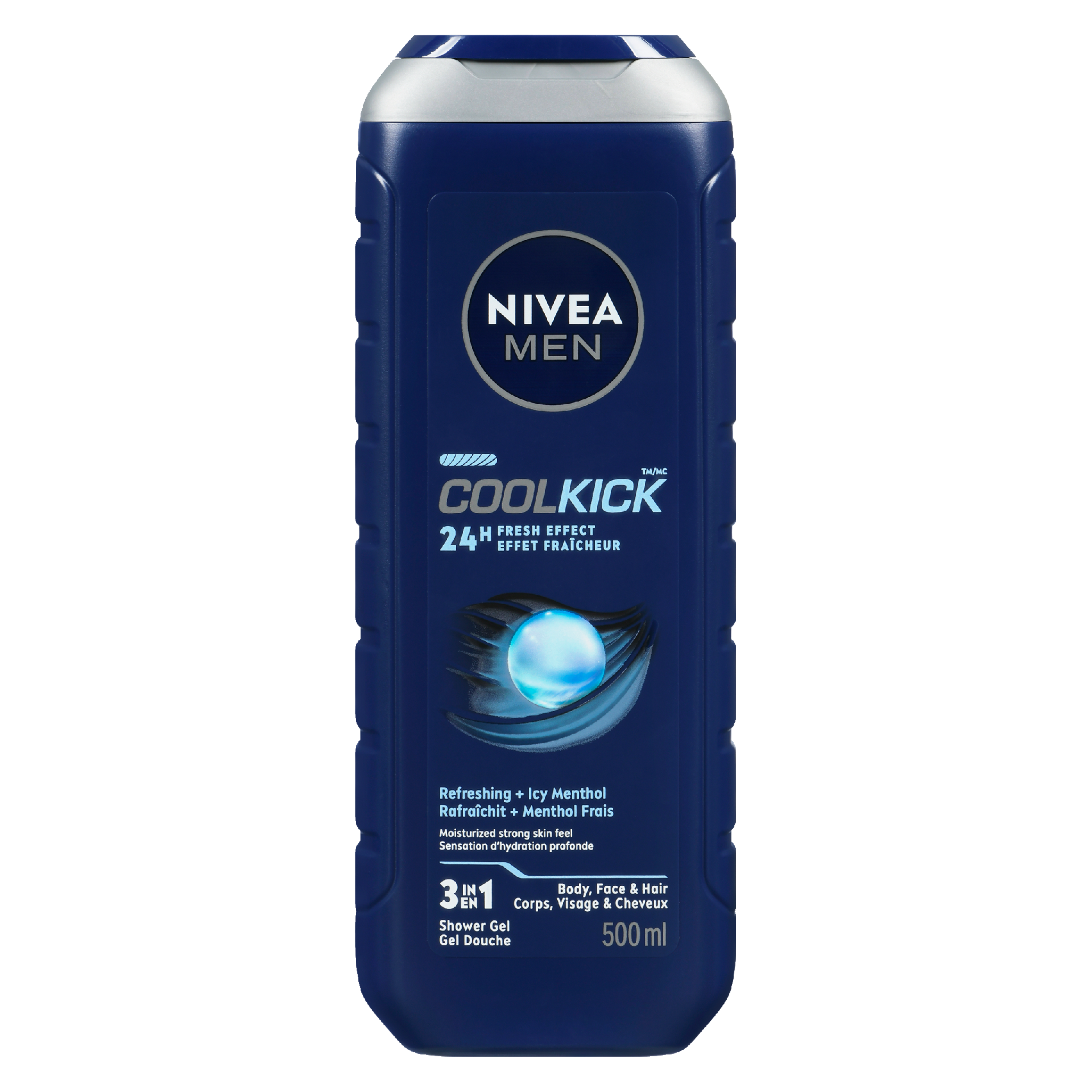 NIVEA Men Cool Kick 3 in 1 Shower Gel Refreshing + Icy Menthol 500 ml