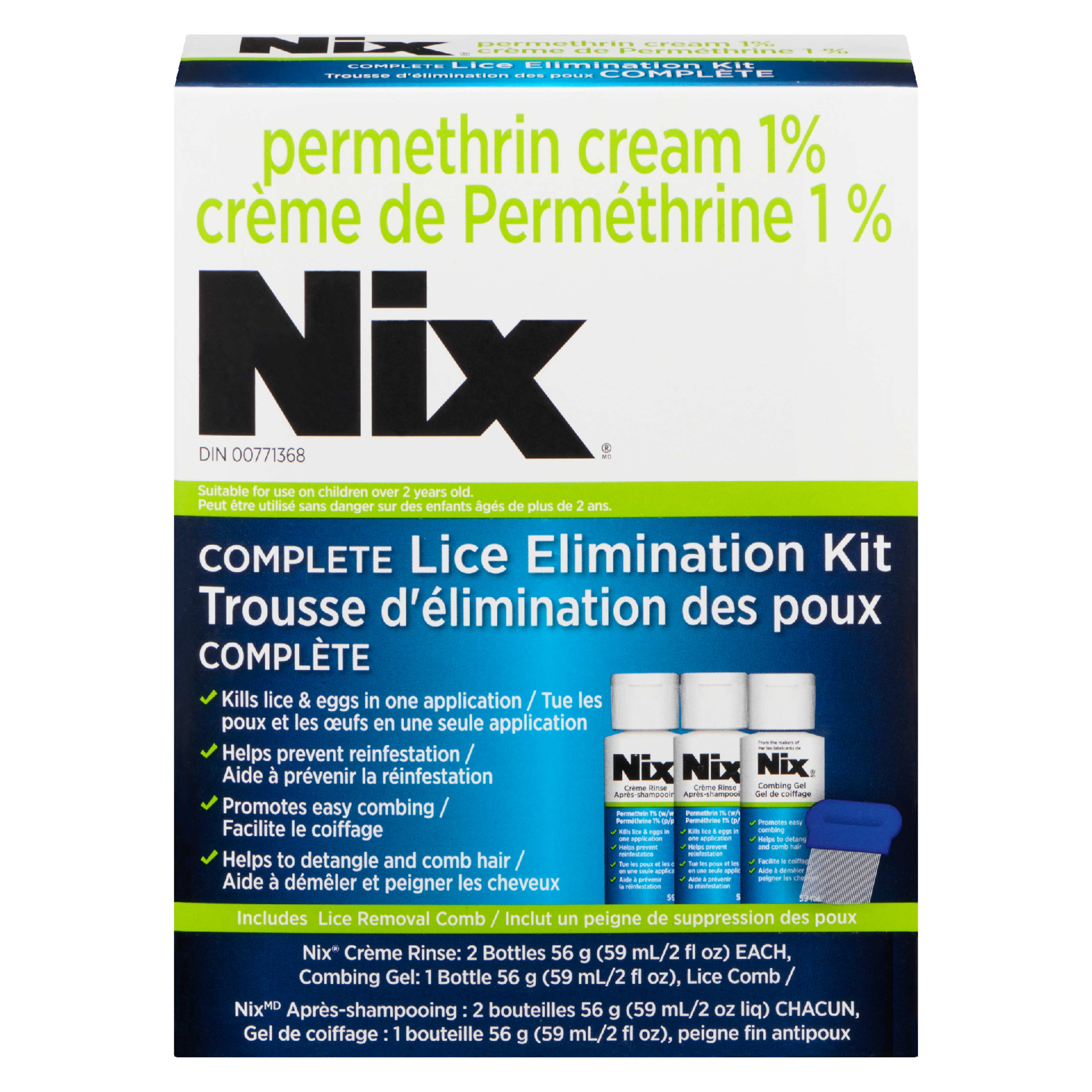 Nix Complete Lice Elimination Kit Permethrin Cream 1%