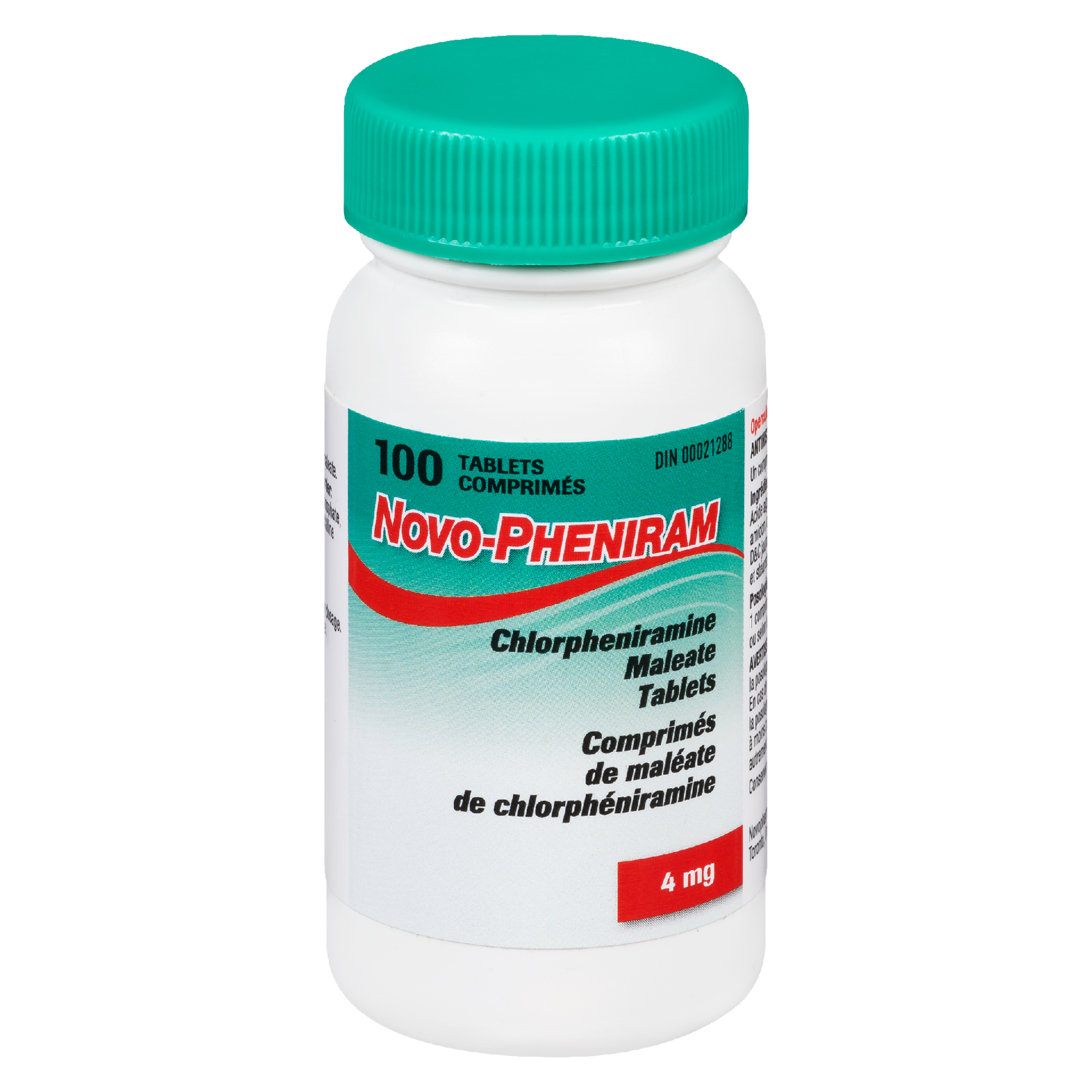 Novo-Pheniram Chlorpheniramine Maleate Tablets 4 mg 100 Tablets